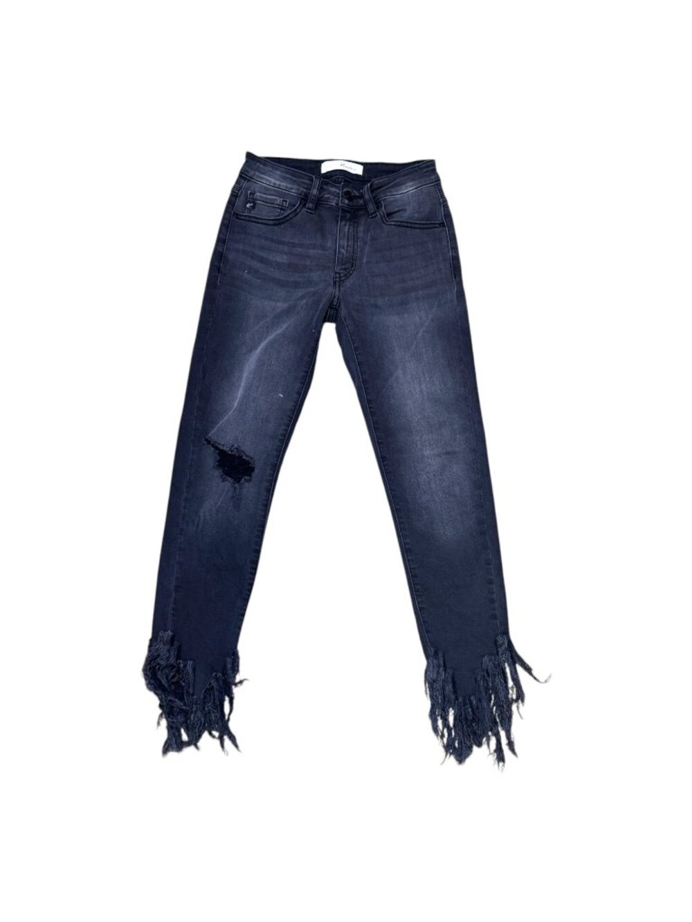 Kancan Jeans Womens 1/24 Black Denim Skinny Signature Frayed Hem KC9169DG